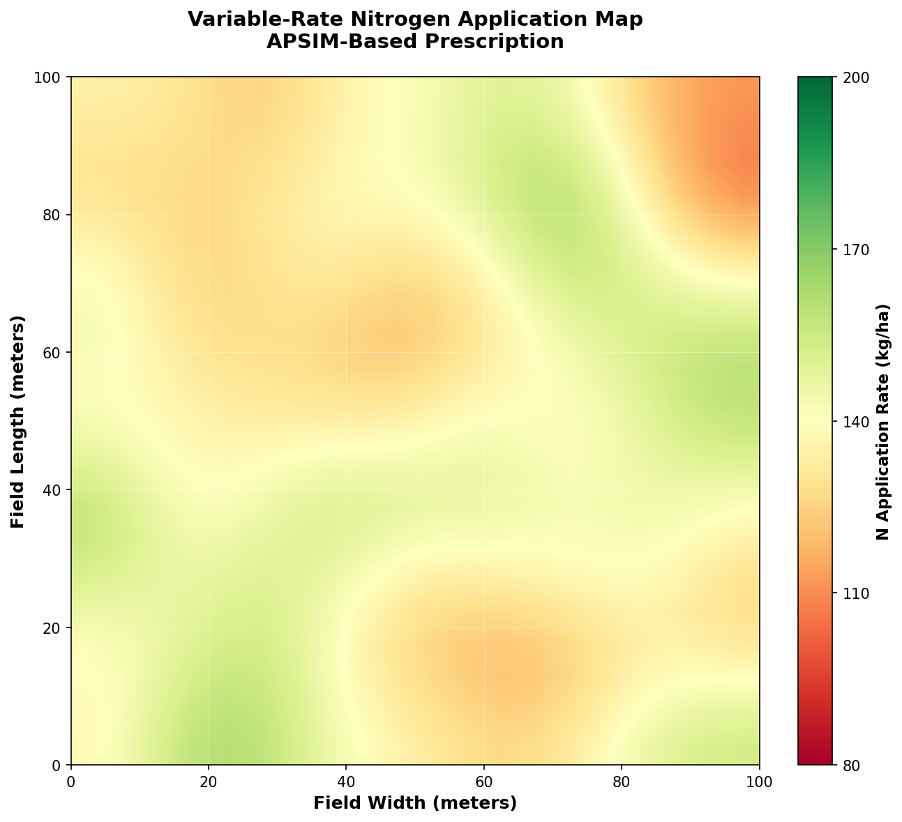 Variable-Rate Nitrogen Application Map Generated by APSIM