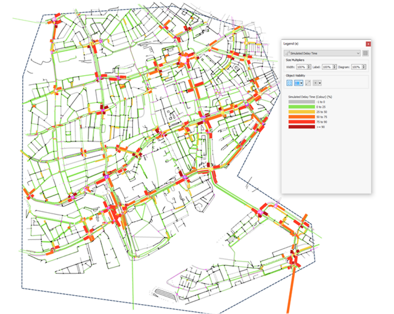 Agent-based multimodal transport network diagram illustrating mode-choice interactions
