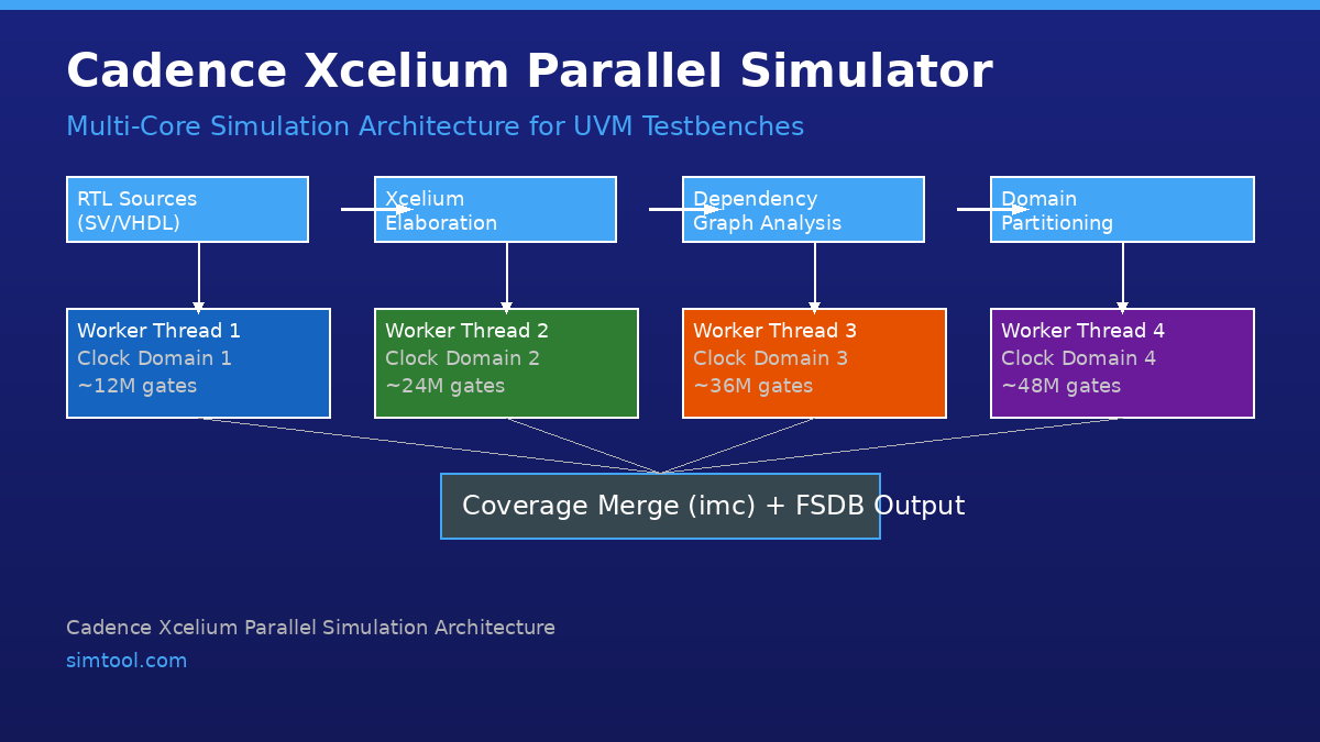 Cadence Xcelium Parallel Simulation Architecture Diagram