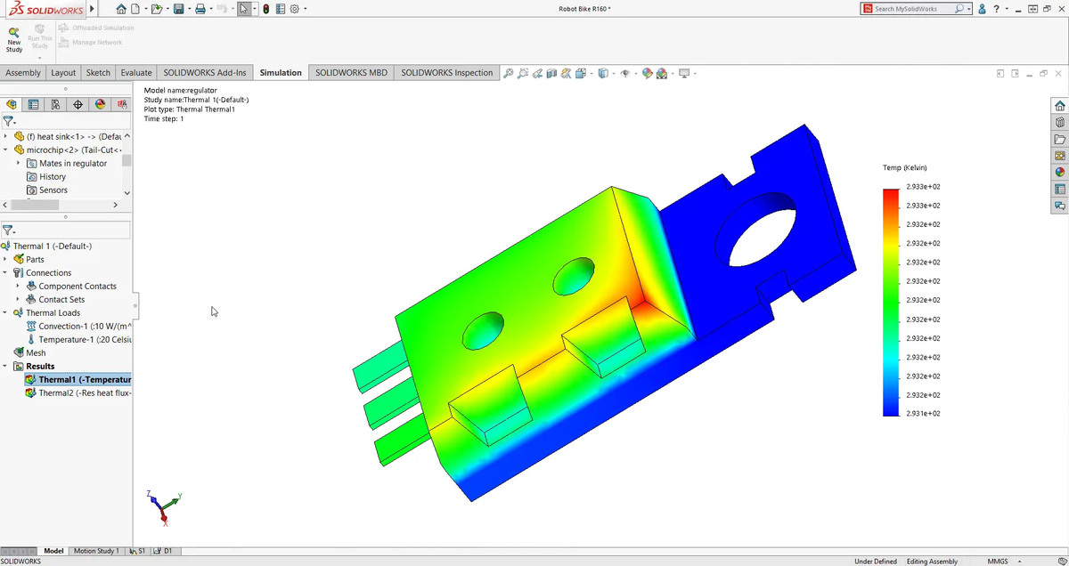 SOLIDWORKS Simulation 2026 — Thermal Analysis Visualization