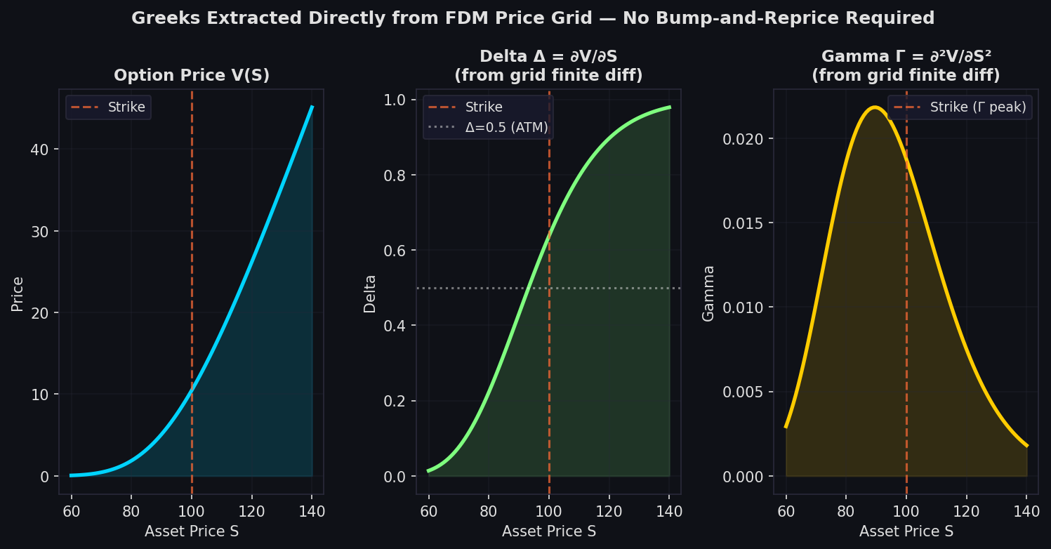 Greeks Extracted Directly from FDM Price Grid